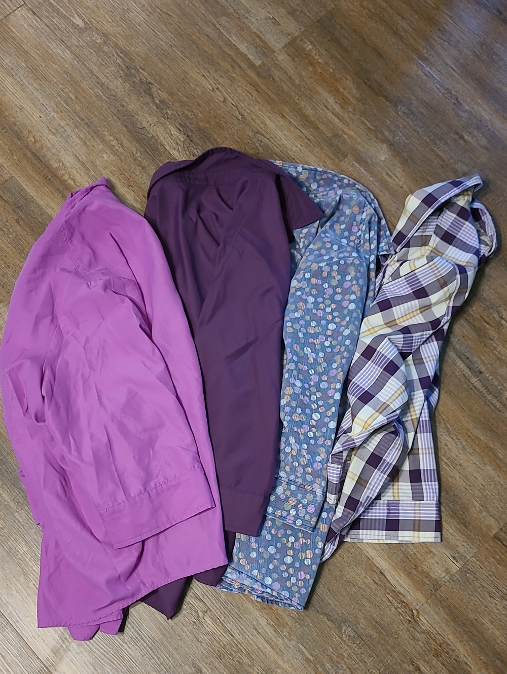 3/4 Sleeve Blair Brand Woman's Purple Plaid & Solid 4pk - 2XL Womans Tops